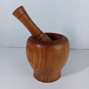 Vtg Wooden Mortar Pestle Herb Spice Grinder Kitchen Tool Rustic Decor
